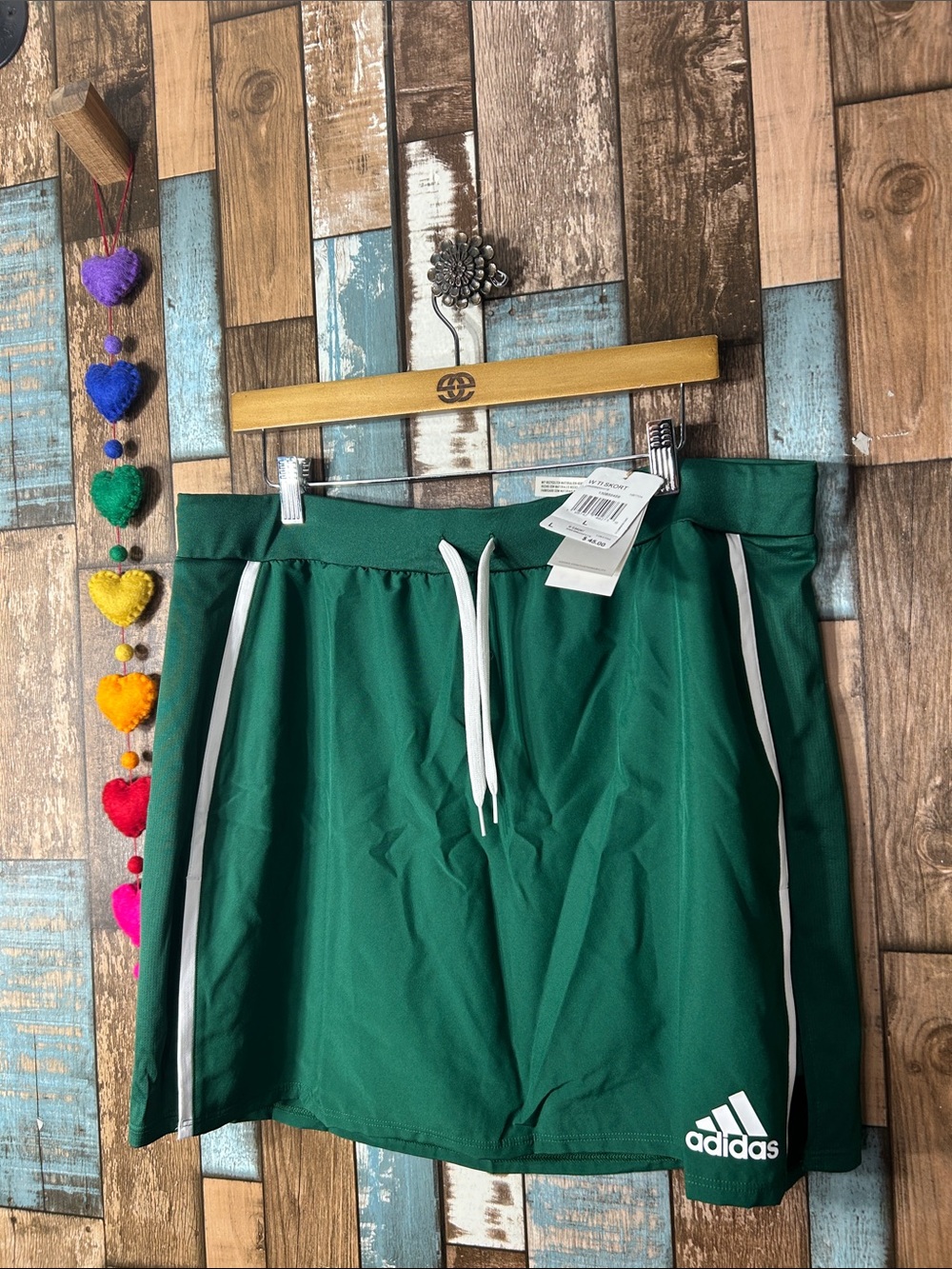 adidas Green Athletic Skort with White Stripes